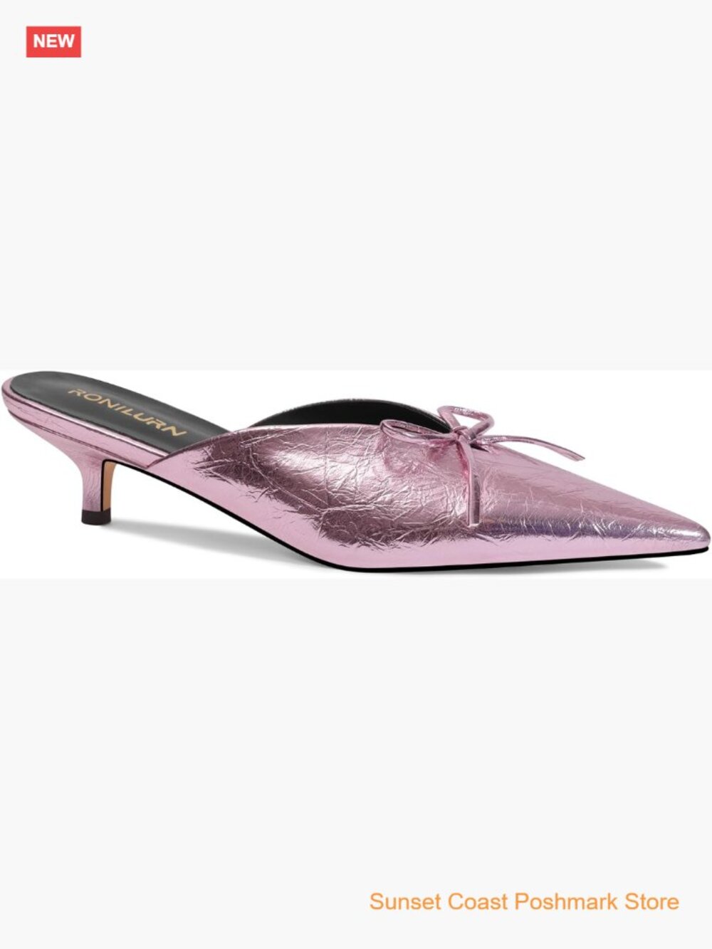 Kitten Heels Mules Stiletto Pumps Bow Closed Toe Pointed Toe Low Heel Slip On